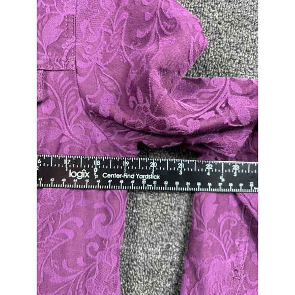 Chico's Elongated Jacquard Jacket Womens Size 0 US 4/6 Purple Long Sleeve Button - Picture 7 of 7
